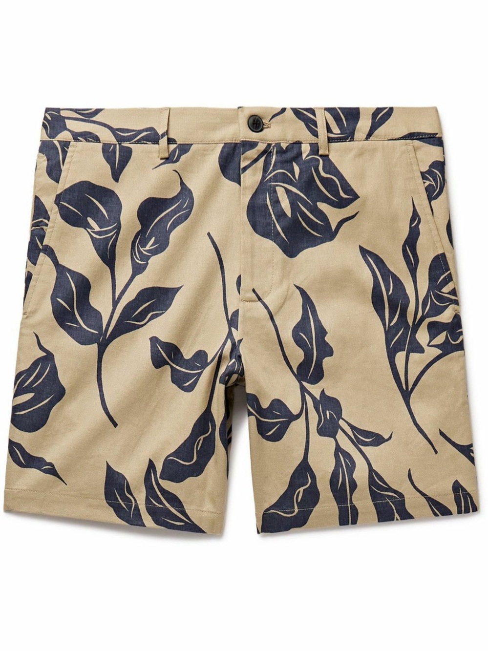 CLUB MONACO Baxter LINEN Cotton Khaki Tan Navy Blue Golf Resort Floral Shorts 31